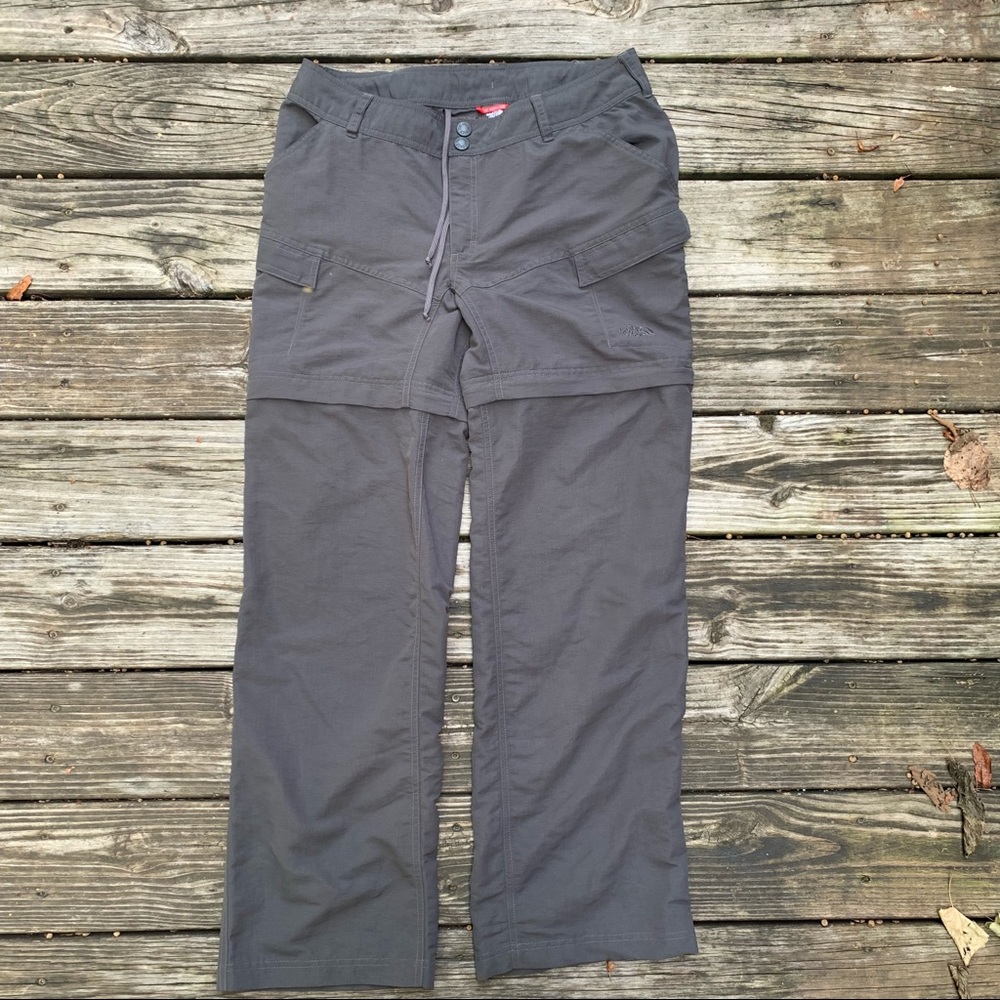 The North Face women's gray convertible hiking pants zipper leg- 10